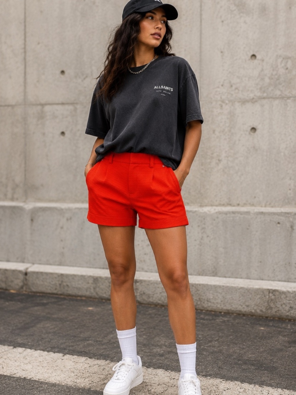 Calvin Klein Women's Red Textured Mid Rise Boho Romantic Chino Shorts Size 2